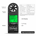 Miniatyrbilde 2 av 5: Digitalt anemometer håndholdt vindmåler for måling av vindhastighet, temperatur og maks, måling for windsurfing seiling fiske(svart)