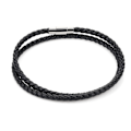 Miniatyrbillede 1 af 5: Læderarmbånd med dobbelt flettet læderarmbånd til mænd og kvinder i rustfrit stål
