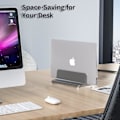 Miniatyrbillede 3 af 5: Vertikal bærbar computer stand, aluminium bærbar computer stand, justerbar skrivebords bærbar computer stand, grå Grey