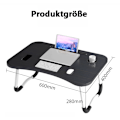 Miniatyrbillede 2 af 5: Bærbar computerbord, bærbar seng bord, sammenklappelig, skuffe, pude stande, kop slot, til seng, sofa, gulv black