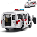 Pikkukuva 3 / 5: Uusi seosvetävä 1:32 ambulanssipakettiauto, pelastusajoneuvolelut, lasten pakettiautolelut, simulaatioääni ja valo Leikkiautot red