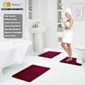 Miniatyrbillede 3 af 3: Memory Foam Bademåtte, 40 x 60 cm, Ekstra Blød Skridsikker Bademåtte, Super Absorberende BademåtterMaskinvaskbar Tør Bademåtte Fodmåtte, Vinrød Wine Red