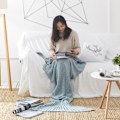 Miniatyrbilde 1 av 5: Teppe havfrue hale teppe strikket fiskehale teppe sofa teppe blue 70*140cm
