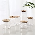 Miniatyrbillede 4 af 5: Bomuldsvatpindholder, Bomuldsvatpind Dispenser Box Bomuldsvatpind Opbevaring Bomuldsvatpind Box med Trælåg til Stue, Soveværelse, Badeværelse (15,9x9x13cm)