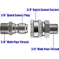 Miniatyrbillede 2 af 5: Trykslange Hurtigkobling Adapter Kit, 9,5mm Han-gevind, 5000 PSI 3/8'' Hurtigkobling Kit -Han
