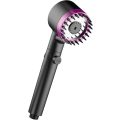 Miniatyrbilde 1 av 5: Høytrykks 3-modus håndholdt dusjhode - Justerbart spa-dusjhode med kraftig regnspray (rosa) Black