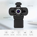 Miniatyrbilde 2 av 5: USB-webkamera for stasjonære og bærbare datamaskiner med mini-plug and play videosamtaler, innebygd mikrofon og fleksibel roterende klips 1080P USB-kamera svart