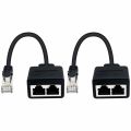 Miniatyrbillede 1 af 5: RJ45 1 han til 2 hun adapter til LAN Ethernet kabelforlængelse (brug samtidigt) Surf online på samme tid