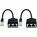 Pikkukuva 1 / 5: RJ45 1 uros 2 naarasadapteri LAN Ethernet -kaapelin jatkamiseen (käytä samanaikaisesti) Surffaa verkossa samanaikaisesti