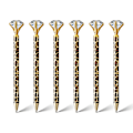 Miniatyrbillede 1 af 5: Diamantpen, 10 stk. Leopard Crystal Diamond Penne Bulk, 1,0 mm Medium Point Sort Blæk Kuglepen, Metal Twist Søde Penne