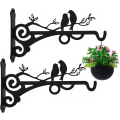 Miniatyrbillede 1 af 5: Stærke ophængningsbeslag til planter, metalophæng til udendørs og indendørs dekoration, vægmonterede kroge til haveblomster/lanterne/lys, pakke med 2 sorte