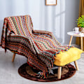 Miniatyrbillede 2 af 5: Strikket tæppe med kvast Houndstooth Boho ternet hyggeligt tæppe Strikket tæppe Sengetæppe Kast tæppe Dekorativt tæppe til sofa seng red 127*180cm
