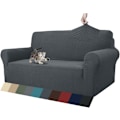 Miniatyrbild 1 av 5: 1-delad sofföverdrag för 3-sits soffa, stretchigt sofföverdrag, husdjursvänligt, halkfritt möbelskydd (mörkgrå)