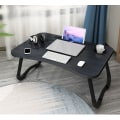 Miniatyrbillede 5 af 5: Bærbar computerbord, bærbar seng bord, sammenklappelig, skuffe, pude stande, kop slot, til seng, sofa, gulv black