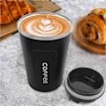 Miniatyrbillede 5 af 5: Kaffe Kop, 380ml Vakuum Genanvendelig Lækagesikker Dobbelt Væg Kaffe Kop, Isolering Rustfrit Stål Miljøvenlig Krus (Sort) Black