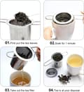 Miniatyrbilde 5 av 5: Te-filter, rustfritt stål te-filter, te-sil, te-infuser te-sil med lokk, finhullsfilter, sammenleggbar