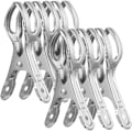 Miniatyrbilde 1 av 5: Rustfrie stål klesklyper for strand, 6 stk. 8,5 cm klesklyper, vindbestandige, for tunge klær og vask, sølv 6pc,9cm