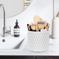 Miniatyrbillede 5 af 5: Makeup Organizer Penselholder 360 Roterende Kosmetik Organizer Stor Kapacitet Opbevaringsboks – Hvid
