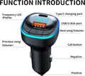 Miniatyrbillede 2 af 5: Bluetooth 5.0 FM Transmitter, Håndfri Bluetooth Adapter med 5V/3.1A USB + Type C, Bluetooth Bil Musikafspiller med Blåt Ambient Lys