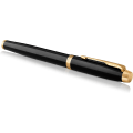 Miniatyrbillede 2 af 2: Fyldepen | Sort Lak med Guldtrim | Medium Nib med Blå Blækrefill (0,5 mm) Black