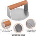 Miniatyrbilde 2 av 5: Smash Burger Press, 5,5 tommers matkvalitet 304 rustfritt stål hamburgerpresse, for Flat Top Griddle Grill Steking Steker BBQ（Tretthåndtak） wood