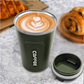 Miniatyrbillede 5 af 5: Kaffe Kop, 380ml Vakuum Genanvendelig Lækagesikker Dobbelt Væg Kaffe Kop, Isolering Rustfrit Stål Miljøvenlig Krus (Grøn) ArmyGreen