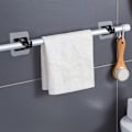 Miniatyrbild 4 av 5: 6 st självhäftande gardinstångsbeslag Gardinstångsbeslag Ingen borrning Draperi krok hållare Handduksstångsfixering Stånghållare (Svart)