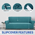 Miniatyrbillede 3 af 5: 1 stk. sofabetræk til 3-personers sofa, højelastisk sofaovertræk, kæledyrsvenligt, skridsikkert møbelbeskytter (blå)
