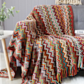 Miniatyrbillede 1 af 5: Strikket tæppe med kvast Houndstooth Boho ternet hyggeligt tæppe Strikket tæppe Sengetæppe Kast tæppe Dekorativt tæppe til sofa seng red 127*180cm