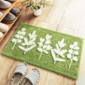Miniatyrbilde 4 av 5: Sklisikker badematte, 40 x 60 cm grønt blad baderomsgulvmatte supermyk og vannabsorberende, maskinvaskbar mikrofiber baderomsmatte 3D leaves