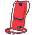 Skal för iPhone 16e med flytande silikon, korthållare och snodd Red