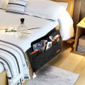 Miniatyrbild 5 av 5: Sängorganisatör, sängväska i filt, halkfri sängbordsväska, förvaring för böcker, tidningar, iPad, mobiltelefon, fjärrkontroll navy grey