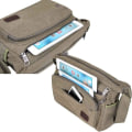 Miniatyrbillede 4 af 5: Vandtæt Messenger Skuldertaske, Multi Lommer Lærred Crossbody Taske til Mænd, til Udendørs Fiskeri Camping Vandreture Rejser Arbejde Daglig Brug (Grøn) ArmyGreen