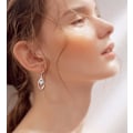 Miniatyrbild 3 av 4: 925 Silver Dangle Örhängen för Kvinnor Flickor Linjära Drop Statement Örhängen Clear Cubic Zirconia Tear Drop Dangle Hook Örhängen