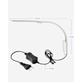 Miniatyrbillede 3 af 4: Ultra-tynd LED-lampe til miniakvarium, klemmelampe med 24 LED'er hvidt og blåt lys til 30-40 cm fiskebeholder, 10 W (hvid)