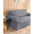Miniatyrbillede 5 af 5: Loveseat Betræk 1 Del til 2-Pude Sofa med Skørt, Holdbar Vaskbar Høj Elastisk Strækbar (2-Sæders, Grå)