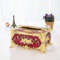 Miniatyrbillede 2 af 5: Luksuriøs servietholder til opbevaring af servietter, servietholder til bil, servietholder til, rød guld (18x12x9,5 cm) Gold red