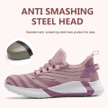 Miniatyrbilde 2 av 5: Sikkerhetssko Dame Lett Ståltå Beskyttelse Sikkerhetssneakers Komfortable Pustende Arbeidssko 38 EU Pink 38 EU