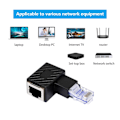 Miniatyrbillede 4 af 5: Ethernet-adapter, højre hjørne, 90 graders Ethernet, han-hun RJ45-forlænger Cat6 LAN-netværksadapter (2 stk.) (R)