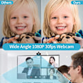 Miniatyrbilde 4 av 5: USB-webkamera for stasjonære og bærbare datamaskiner med mini-plug and play videosamtaler, innebygd mikrofon og fleksibel roterende klips 1080P USB-kamera svart