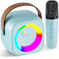 Pikkukuva 1 / 5: Karaoke-laite lapsille ja aikuisille, Mini kannettava Bluetooth-karaokekaiutin 1 langattomalla mikrofonilla ja valolla Blue 1 mic