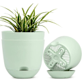 Miniatyrbild 1 av 5: Självbevattnande blomkrukor för inomhus- och utomhusbruk Gröna 17 cm (3 st) Green M