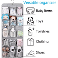 Miniatyrbillede 5 af 5: 30 store lommer sko hængende opbevaring arrangør til garderobeskinne rack dobbeltsidet med roterende bøjle mesh sko arrangør, grå Gray