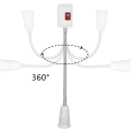 Miniatyrbillede 4 af 5: 2 stk. E27 LED-pæreholder med afbryder, lampeholderadapterkonverter med 5,9\" fleksibel svanehals og EU-stik
