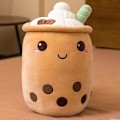 Miniatyrbild 4 av 5: Bubbelteplyschkudde, söt mjölktekoppplysch bubbelte mjuk leksak med jordgubbar, bubbeltekopp plyschleksak fylld kastkudde (brun) brown