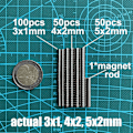 Miniatyrbilde 3 av 5: 200 Minimagneter - Små Runde Magneter - 100stk 3X1mm, 50stk 4x2mm, 50stk 5x2mm Neodymmagneter Sjeldne Jordmagneter