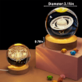 Miniatyrbilde 5 av 5: 3D Saturn Planet Krystallkule Nattlys Lampe, Space Galaxy Krystallkule med Tretrebase, 3D Gravert Solsystem Krystallkule med LED Lysbase saturn