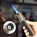 Miniatyrbillede 1 af 2: Turbine Torch Lighter Jet Flame Solar Beam Torch Jordens Varmeste Lommelygte Vindtæt - Sort Kulfiber
