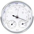 Miniatyrbild 1 av 5: Analog väderstation, barometer, termometer, hygrometer (Silver, 128 mm) silver