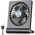 Miniatyrbild 1 av 4: USB-fläkt, stark vind, ultratyst liten skrivbordsfläkt 220° lutning hopfällbar 3 hastigheter justerbar USB-C sladddriven personlig fläkt skrivbord svart